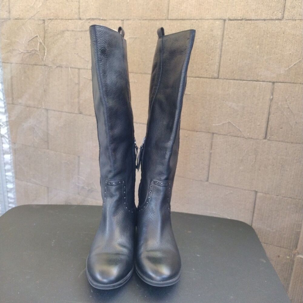 Sam Edelman Prina 2 Black Leather Tall Knee-High Riding Boot Size 9W Wide Calf - Picture 3 of 9